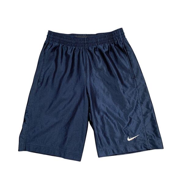 Nike Basketball Shorts Mens S Small Navy Shiny Long Baggy Dazzle Drawstrings - Picture 1 of 11
